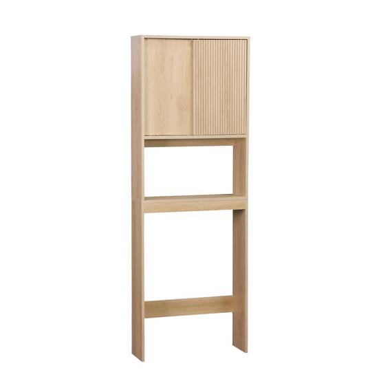 sweeek - Etagère / Meuble WC Linear avec portes coulissantes. 3 espaces de rangement. naturel. 64 x 20 x 180 cm | sweeek - Image 2