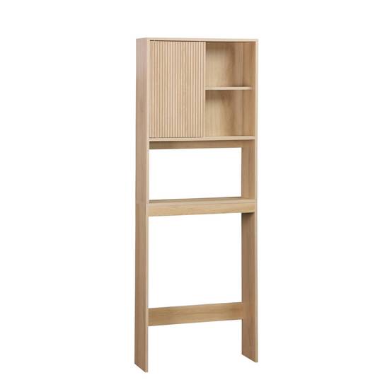sweeek - Etagère / Meuble WC Linear avec portes coulissantes. 3 espaces de rangement. naturel. 64 x 20 x 180 cm | sweeek - Image 3