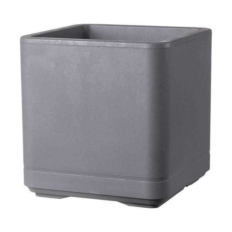 Deroma - Pot De Fleur Cube - Deroma - Cosmo - Ashgrey - A Réserve D'eau - Roulettes - 38 Cm - Image 1
