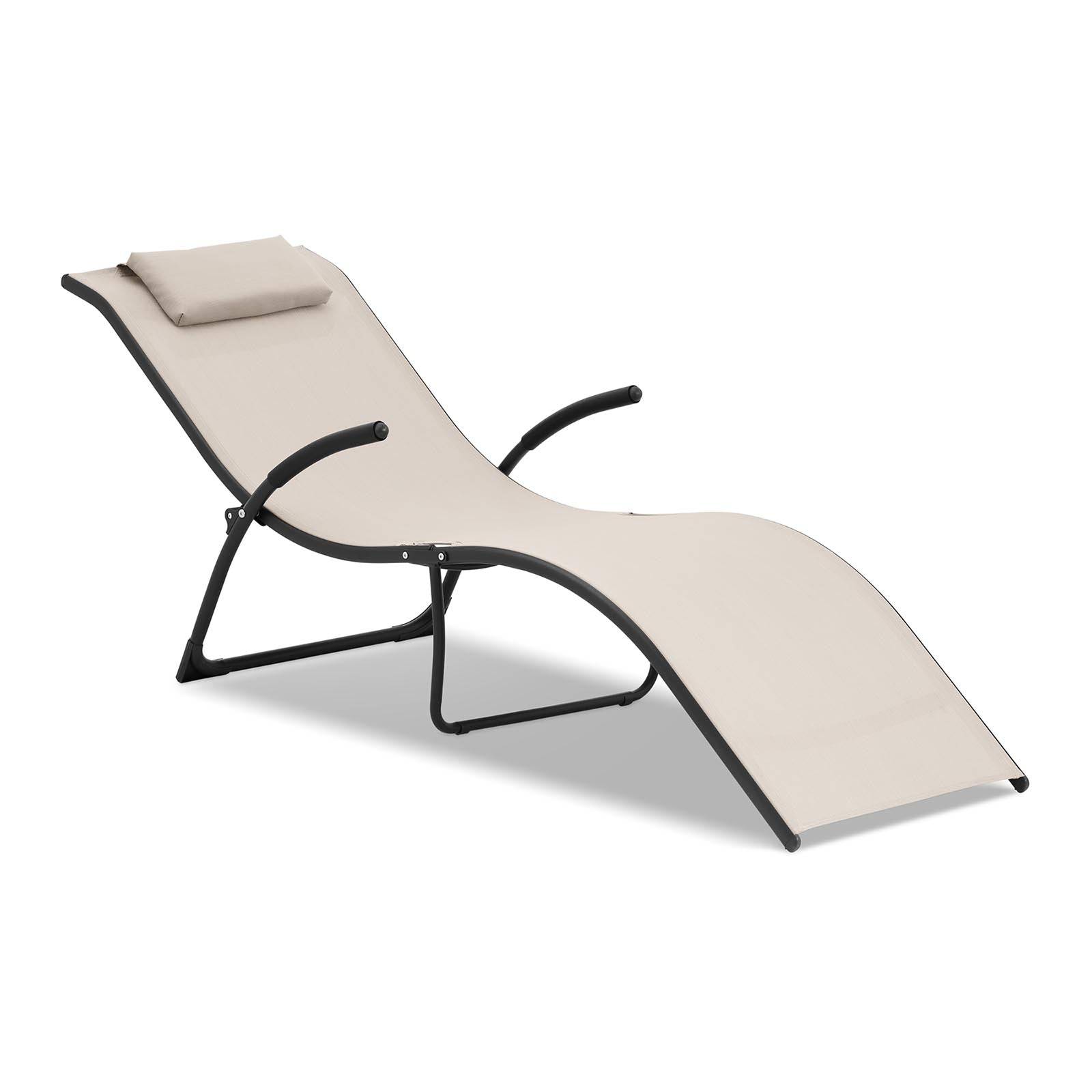 Helloshop26 - Bain de soleil transat en acier ondulée beige - Imagen 1