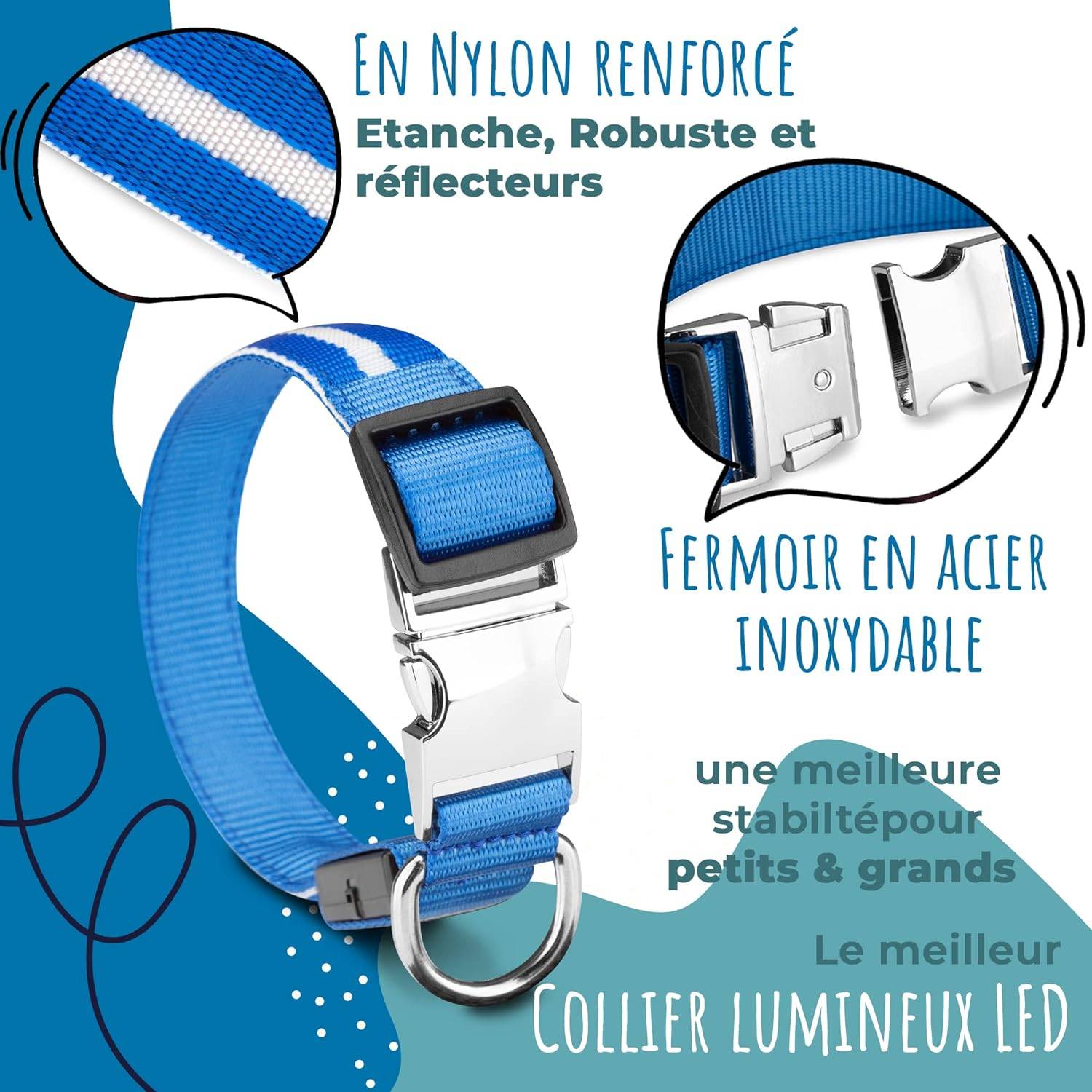 Bi International - Collier Lumineux pour Chien - Rechargeable par USB - Nylon renforcé - Haute Qualité, Stabilité & Sécurité (rosé, L) – BI International - Imagen 2