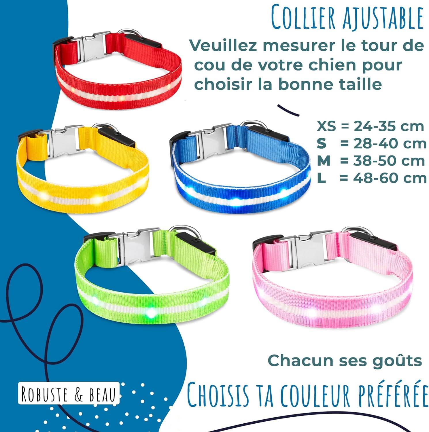 Bi International - Collier Lumineux pour Chien - Rechargeable par USB - Nylon renforcé - Haute Qualité, Stabilité & Sécurité (rosé, L) – BI International - Imagen 4