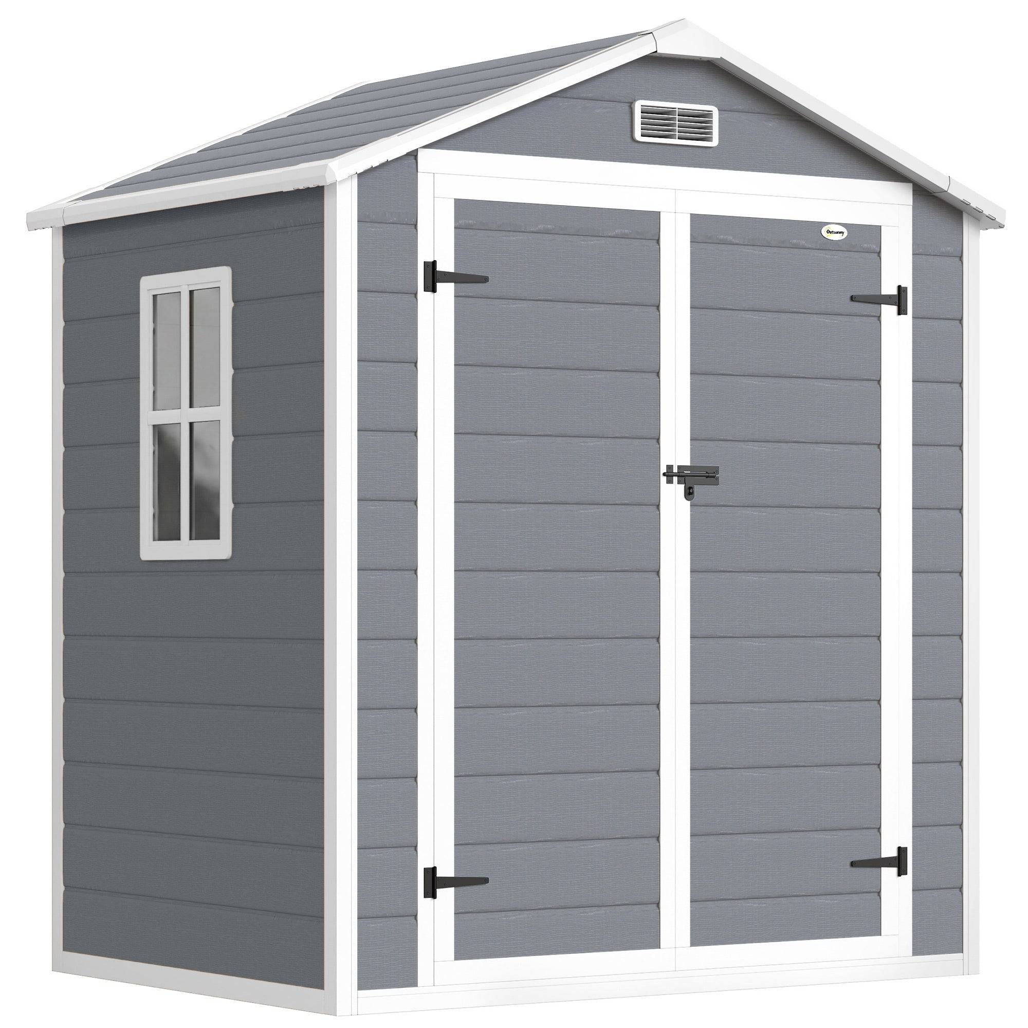Helloshop26 - Abri de jardin cabanon rangement pour outils 183 x 134 x 210 cm grande capacité ventilation moderne épuré en PP gris