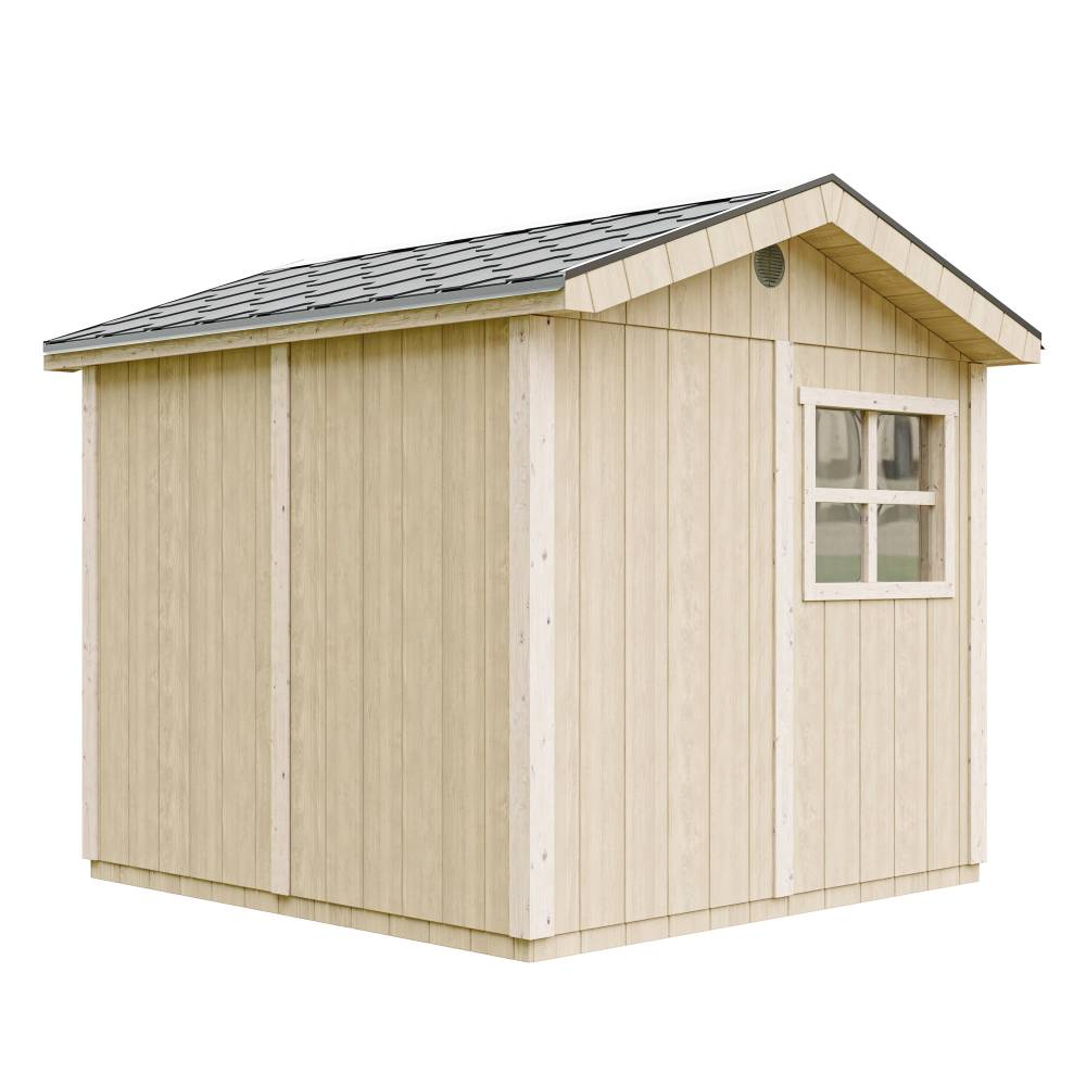 Timbela - Abri de Jardin Qualité Premium 5,9 m² - H252x250x294 cm avec un sol et des bardeaux bitumineuxs - Timbela M913A-CAVERN STEEL - Image 2