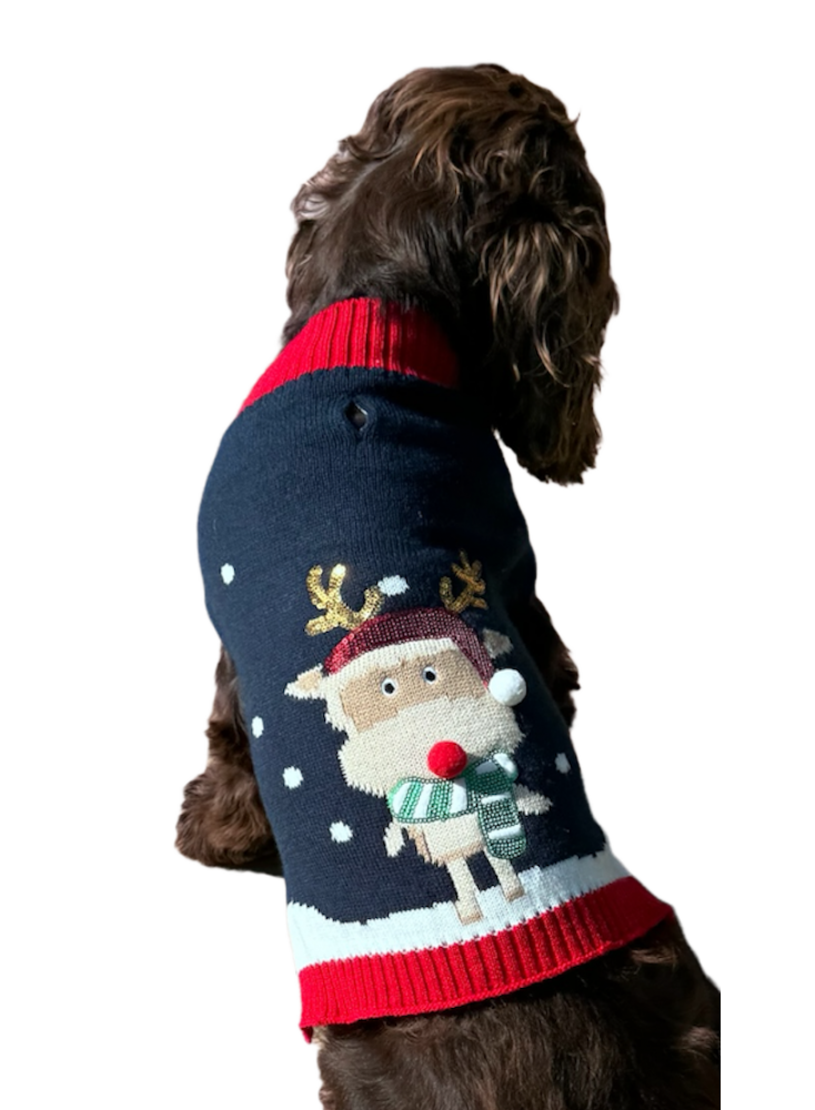 Pull noel brode renne-pour chien- deguisement tricote taille L - Mon Ami Luki - Image 2