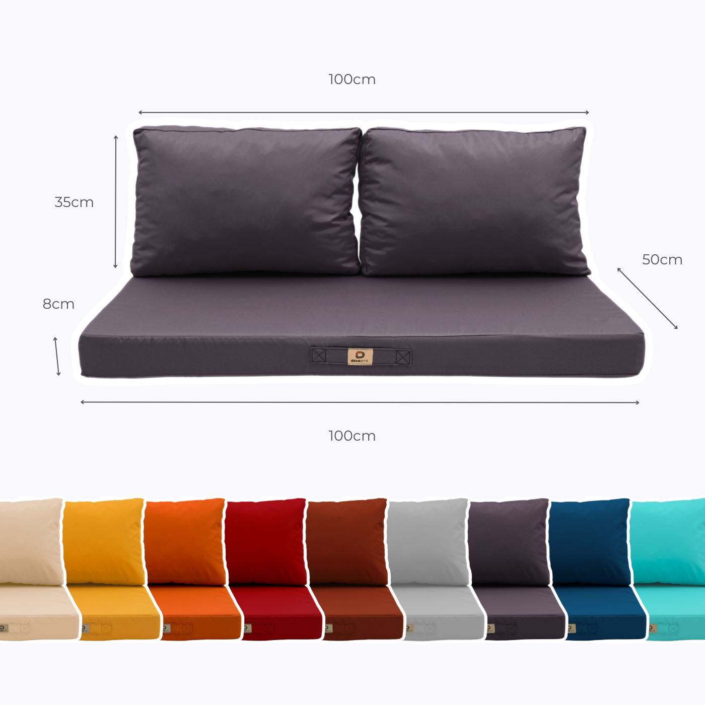 Coussins pour salon de jardin déhoussable 100x50cm Gris carbone - Déco arts - Image 5