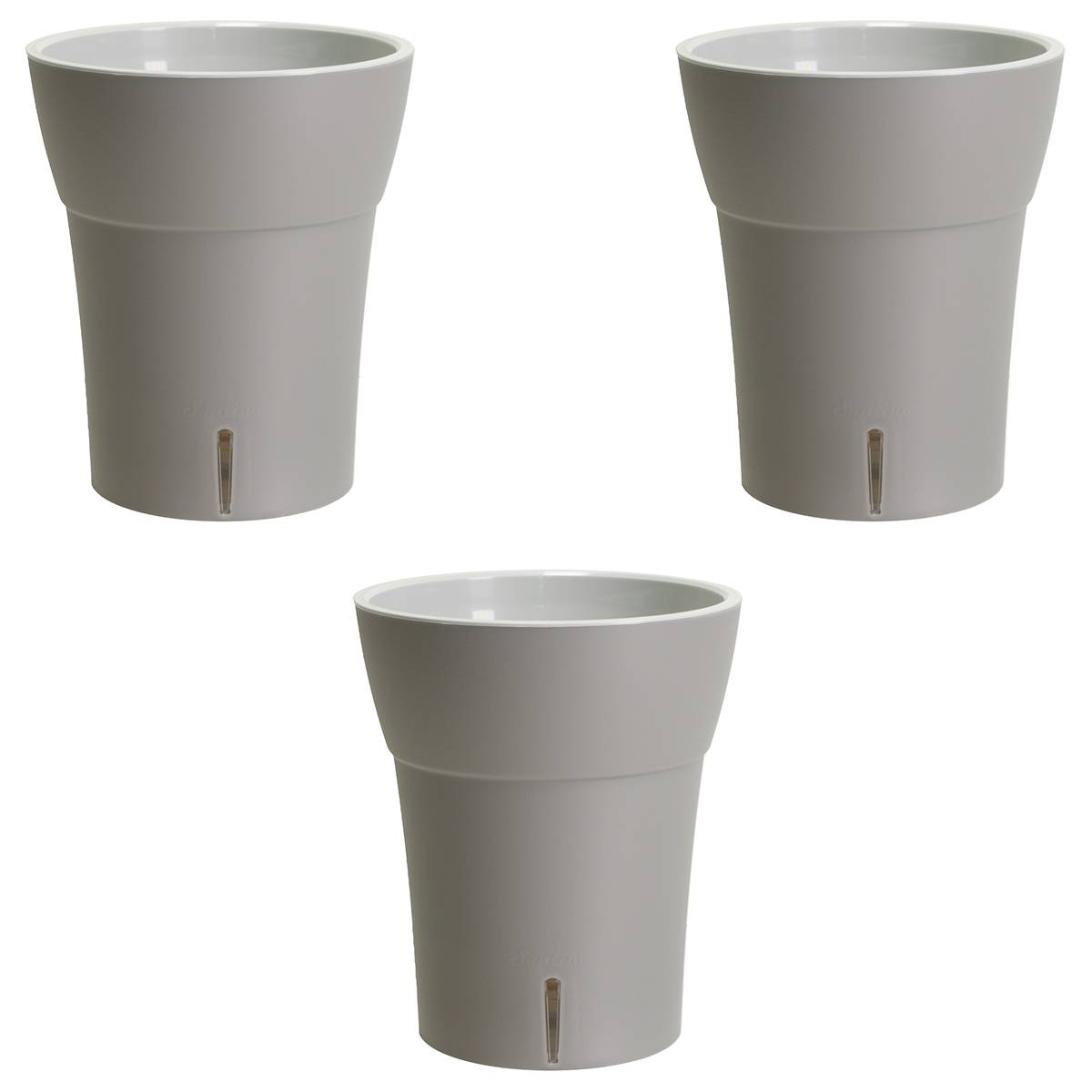 Gt Garden - Lot de 3 pots pour orchidées avec réserve d'eau - Dali-dea gris clair 2 litres - GT GARDEN - Imagen 1