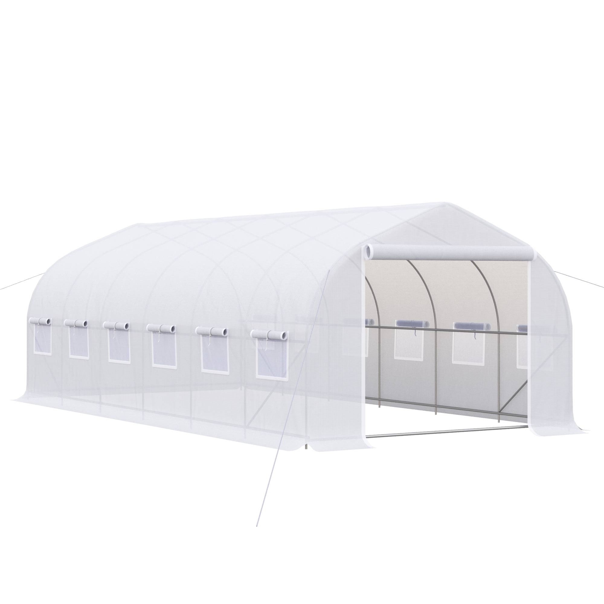 Serre de jardin tunnel grand format 18m² métal galvanisé et bâche PE 6x3x2 m Blanc - ComfortXL Outdoor Living - Image 1