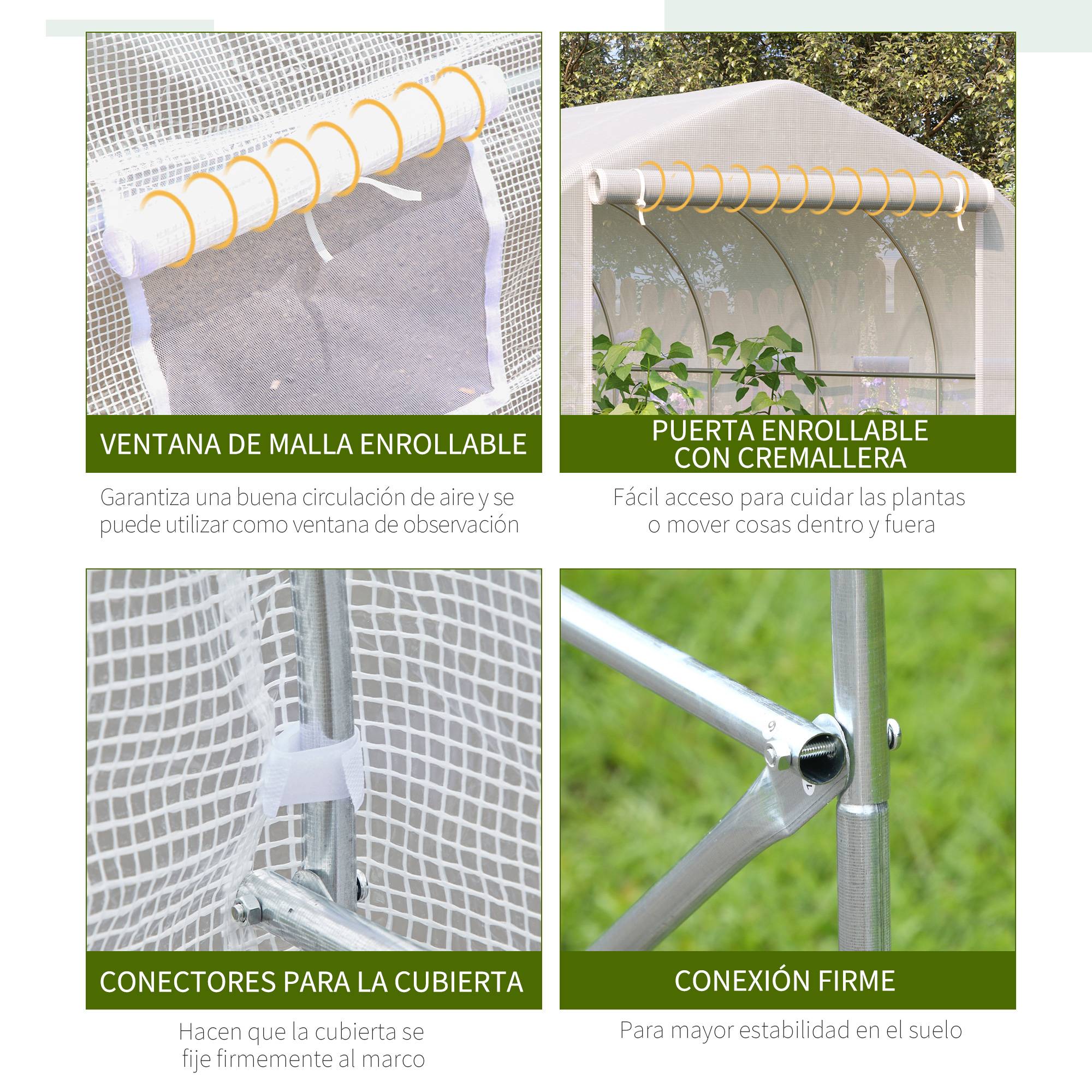 Serre de jardin tunnel grand format 18m² métal galvanisé et bâche PE 6x3x2 m Blanc - ComfortXL Outdoor Living - Image 8