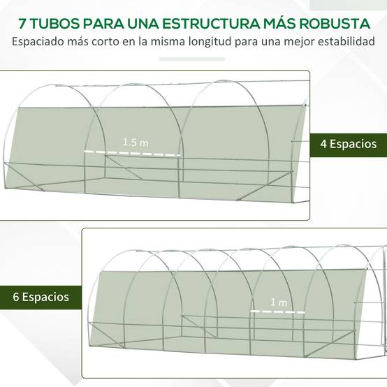 Serre de jardin tunnel grand format 18m² métal galvanisé et bâche PE 6x3x2 m Blanc - ComfortXL Outdoor Living - Image 6