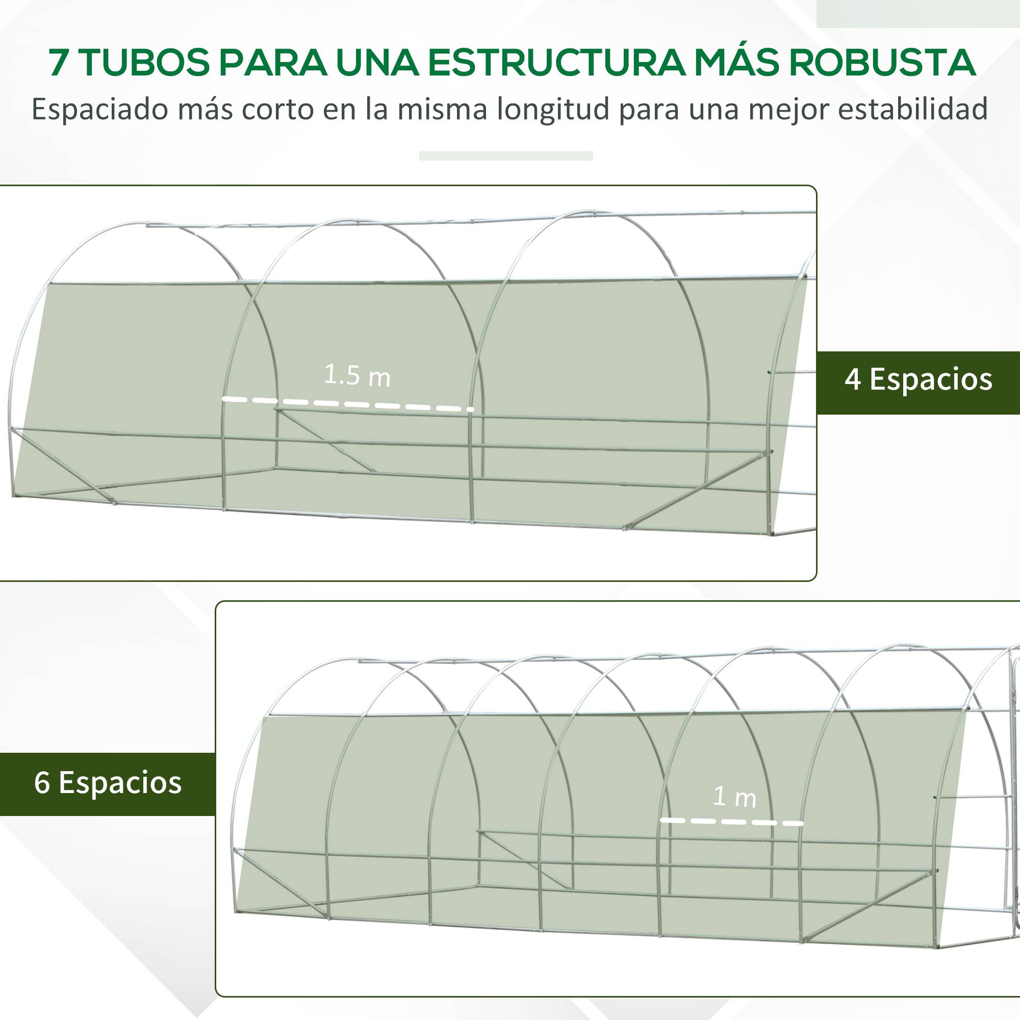 Serre de jardin tunnel grand format 18m² métal galvanisé et bâche PE 6x3x2 m Blanc - ComfortXL Outdoor Living - Image 6