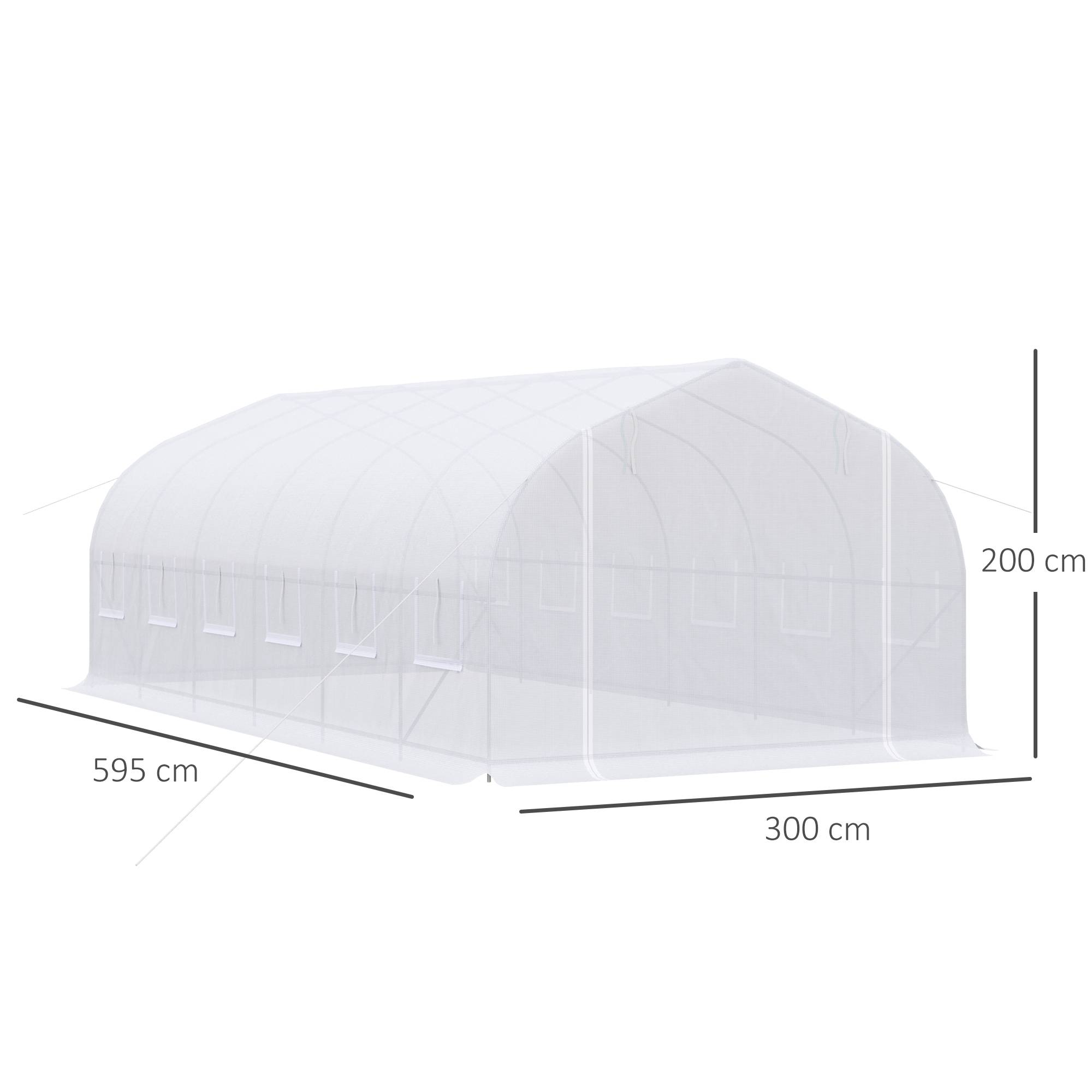 Serre de jardin tunnel grand format 18m² métal galvanisé et bâche PE 6x3x2 m Blanc - ComfortXL Outdoor Living - Image 4