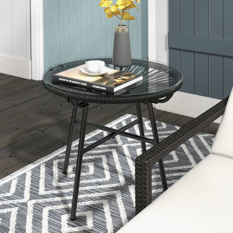 Table d’appoint PE-Rattan Noir 50 x 50 x 50 cm - PANGIVO - Image 2