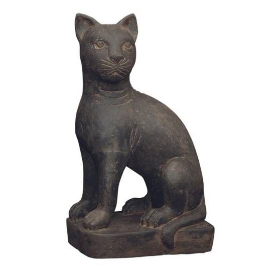 Jardinex - Statue jardin chat assis 45 cm - Gris anthracite 45 cm - Jardinex - Imagen 1