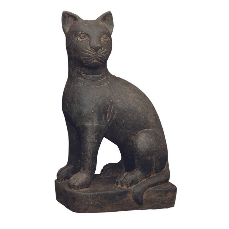 Jardinex - Statue jardin chat assis 45 cm - Gris anthracite 45 cm - Jardinex - Imagen 1