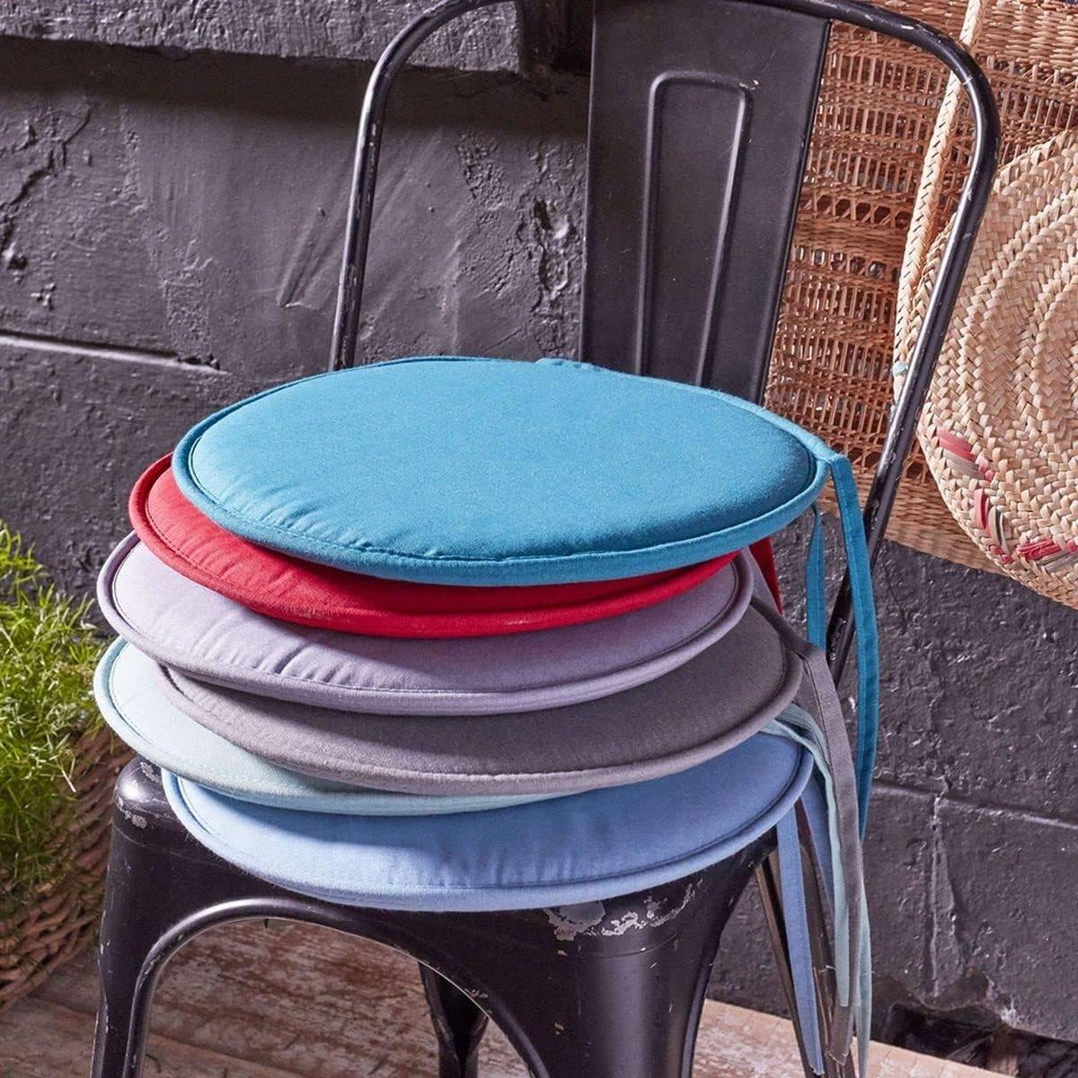 Eden - Galette de chaise ronde Unie Pop color 40 cm Gris souris - Image 4