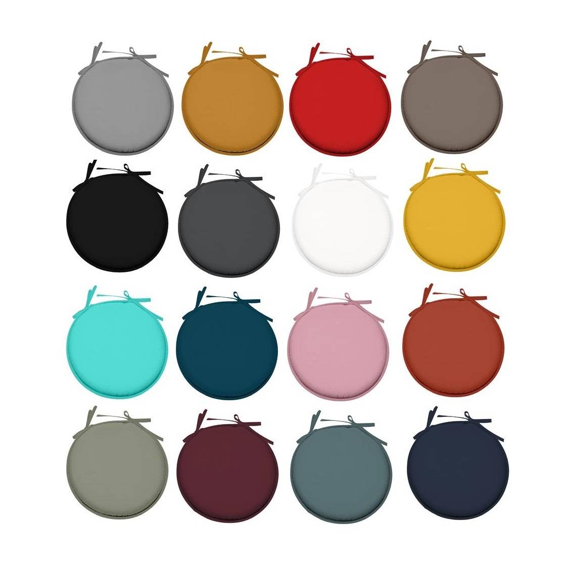 Eden - Galette de chaise ronde Unie Pop color 40 cm Gris souris - Image 5