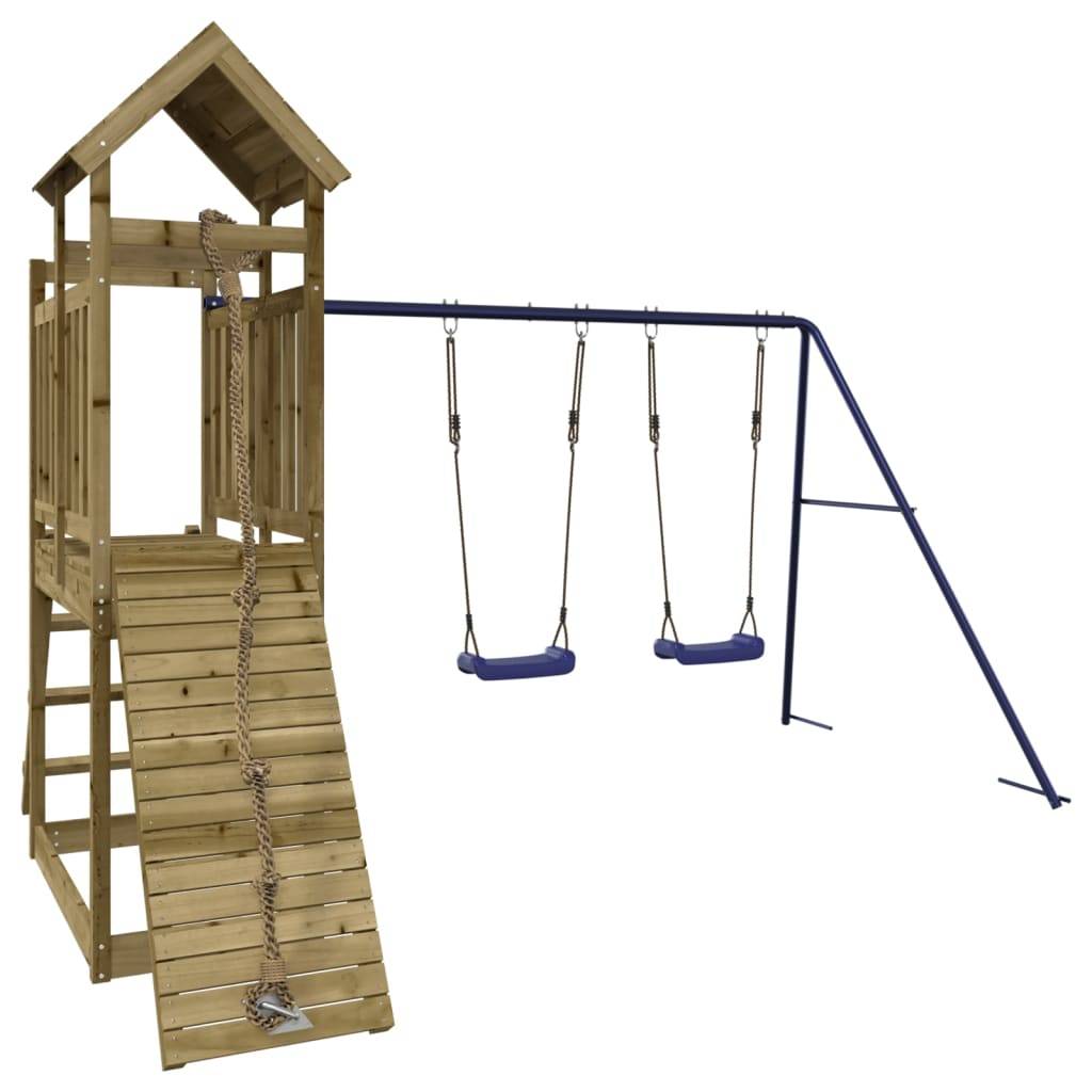 Helloshop26 - Aire de jeux d'extérieur balançoires toboggan portiques robuste jeux jardin 313 x 248 x 214 cm bois de pin imprégné - Imagen 1