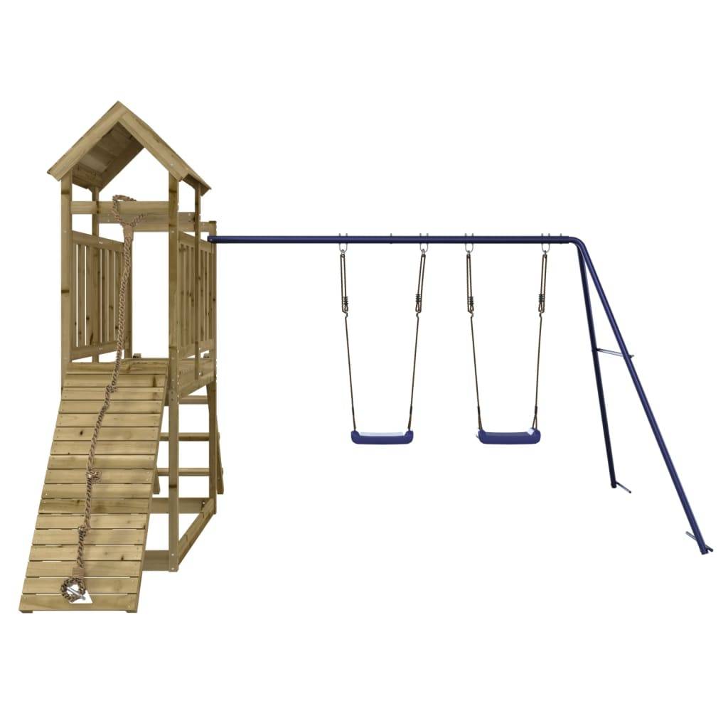 Helloshop26 - Aire de jeux d'extérieur balançoires toboggan portiques robuste jeux jardin 313 x 248 x 214 cm bois de pin imprégné - Imagen 3