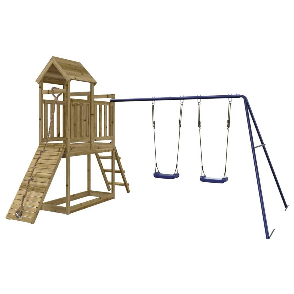 Helloshop26 - Aire de jeux d'extérieur balançoires toboggan portiques robuste jeux jardin 313 x 248 x 214 cm bois de pin imprégné - Imagen 2
