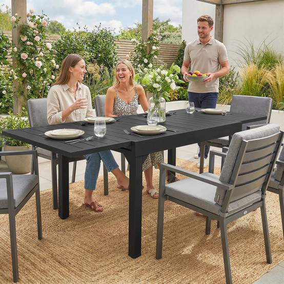 Outsunny - Table de jardin extensible 4 à 6 personnes aluminium noir - Image 4