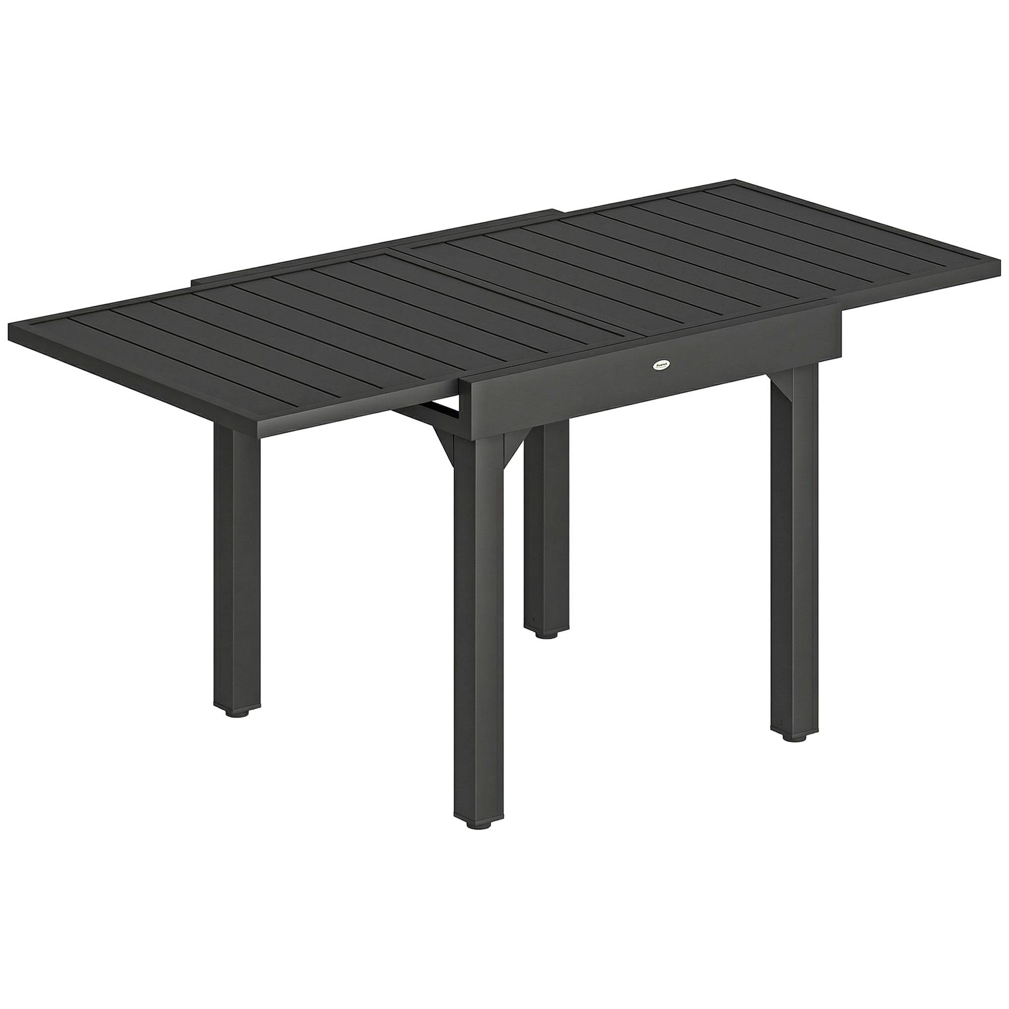 Outsunny - Table de jardin extensible 4 à 6 personnes aluminium noir - Image 1