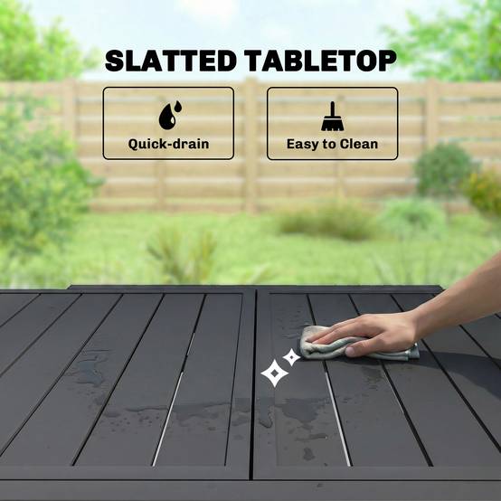 Outsunny - Table de jardin extensible 4 à 6 personnes aluminium noir - Image 9