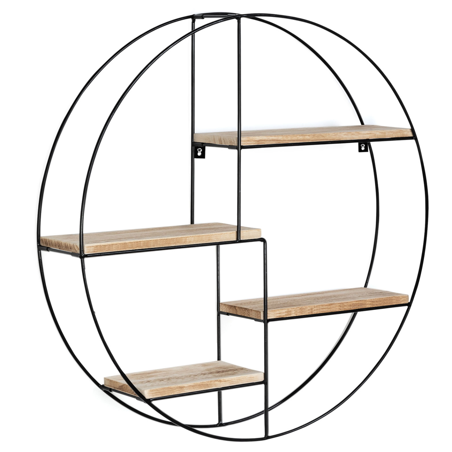 Etagère murale ronde LILY 4 niveaux bois et métal design industriel - Image 2
