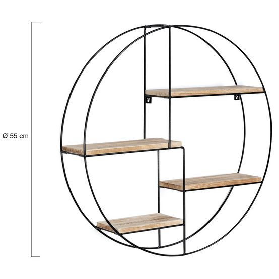 Etagère murale ronde LILY 4 niveaux bois et métal design industriel - Image 5