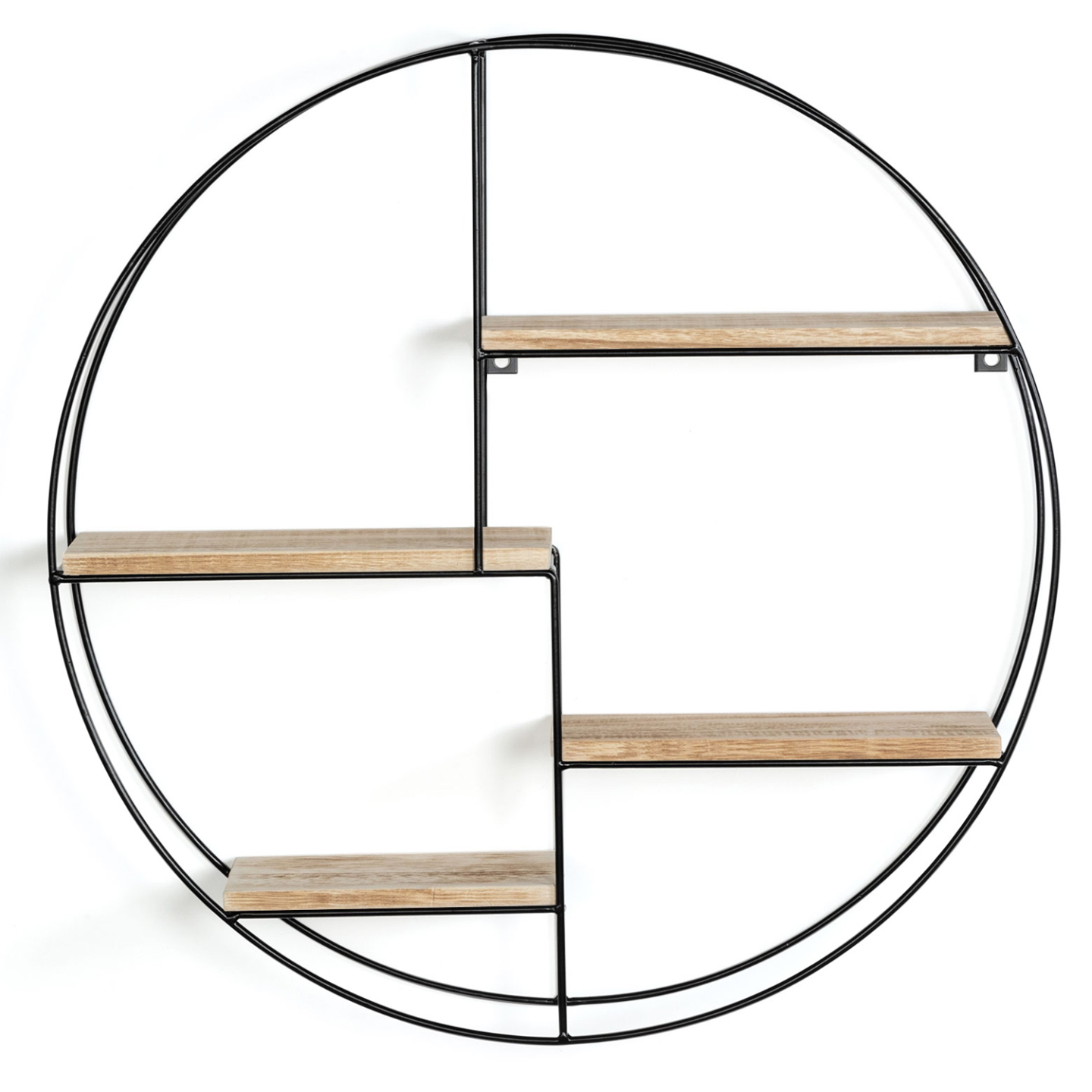 Etagère murale ronde LILY 4 niveaux bois et métal design industriel - Image 4