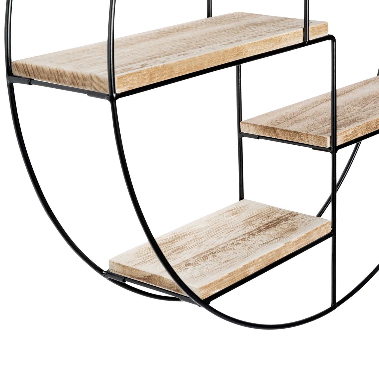 Etagère murale ronde LILY 4 niveaux bois et métal design industriel - Image 3