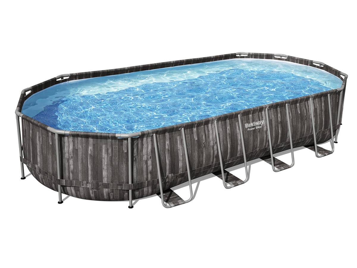 Bestway - Piscine tubulaire Power Steel décor bois ovale 7,32 x 3,66 x 1,22 m - Bestway - Imagen 2