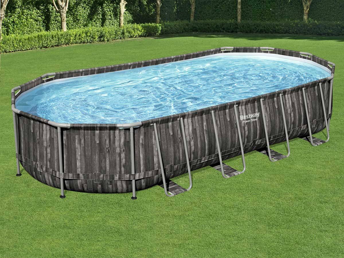 Bestway - Piscine tubulaire Power Steel décor bois ovale 7,32 x 3,66 x 1,22 m - Bestway - Imagen 3