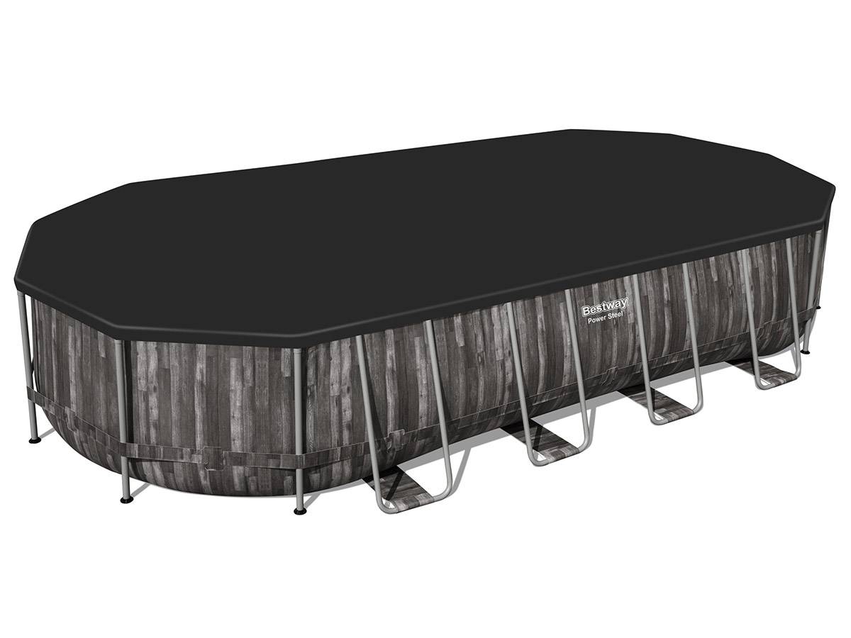 Bestway - Piscine tubulaire Power Steel décor bois ovale 7,32 x 3,66 x 1,22 m - Bestway - Imagen 5