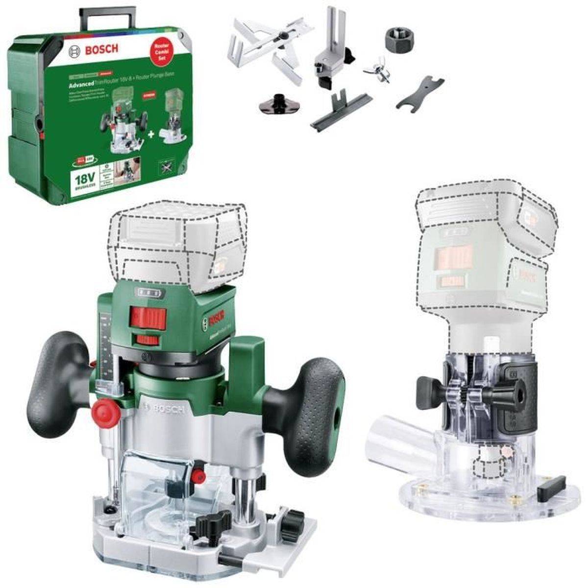 Bosch - Défonceuse à défoncer sans fil pour bois AdvancedTrimRouter 18V-8, base d’affleurement, moteur sans balais - Bosch - Image 1