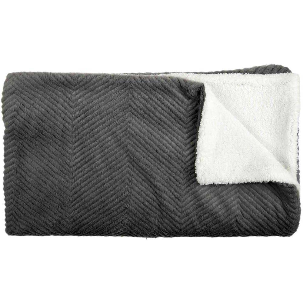 The Home Deco Factory - Plaid imitation fourrure grise et sherpa 140 x 200 cm - Image 2