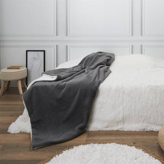 The Home Deco Factory - Plaid imitation fourrure grise et sherpa 140 x 200 cm - Image 4