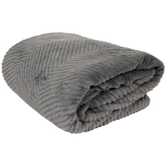 The Home Deco Factory - Plaid imitation fourrure grise et sherpa 140 x 200 cm - Image 1