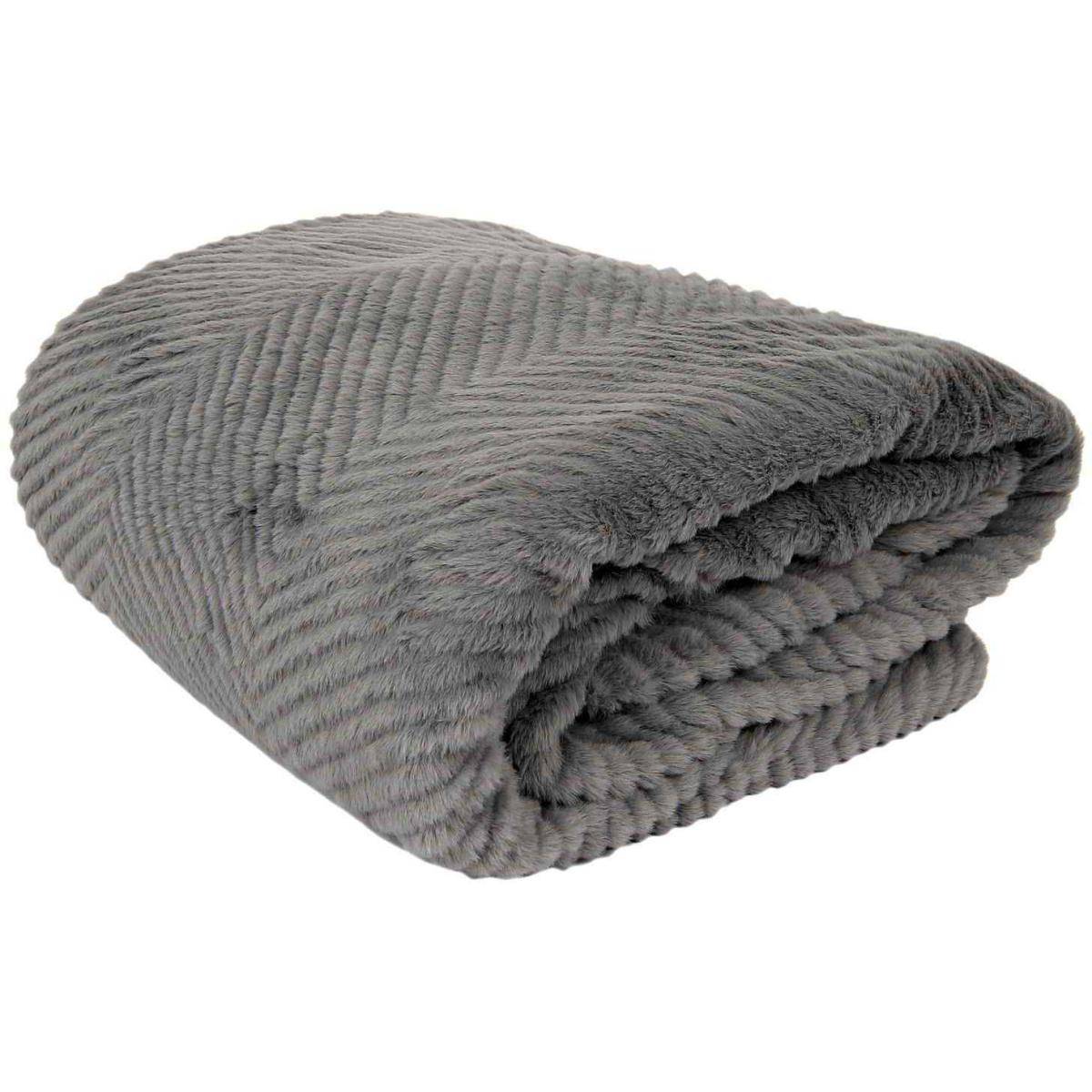 The Home Deco Factory - Plaid imitation fourrure grise et sherpa 140 x 200 cm - Image 1