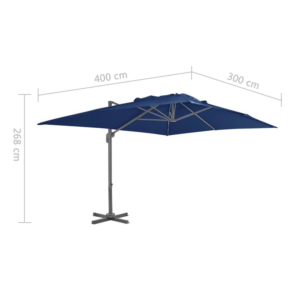 PANGIVO - Parasol déporté aluminium bleu azur 400 x 300 x 268 cm - PANGIVO - Image 8