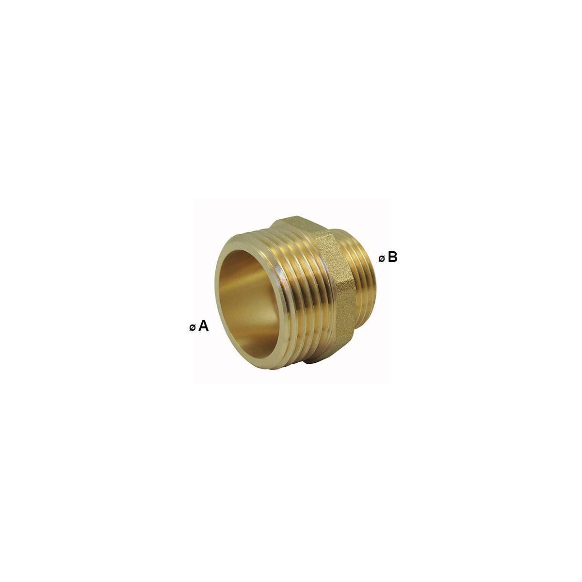 Multitanks - Mamelon Réduit Laiton Mâle/Mâle PN16 - Raccord Filetage Gaz Plomberie - Ø A: 3/4'' | Ø B: 1/4'' - Imagen 2