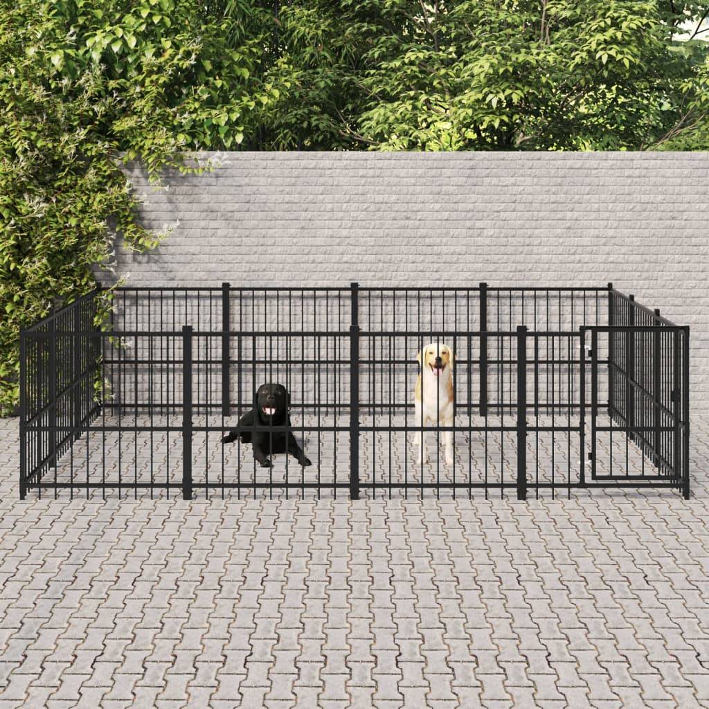 Vidaxl - Chenil d'extérieur pour chiens Acier 11,58 m² vidaXL 3124617 - Imagen 1