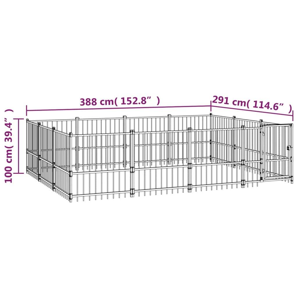 Vidaxl - Chenil d'extérieur pour chiens Acier 11,58 m² vidaXL 3124617 - Imagen 3