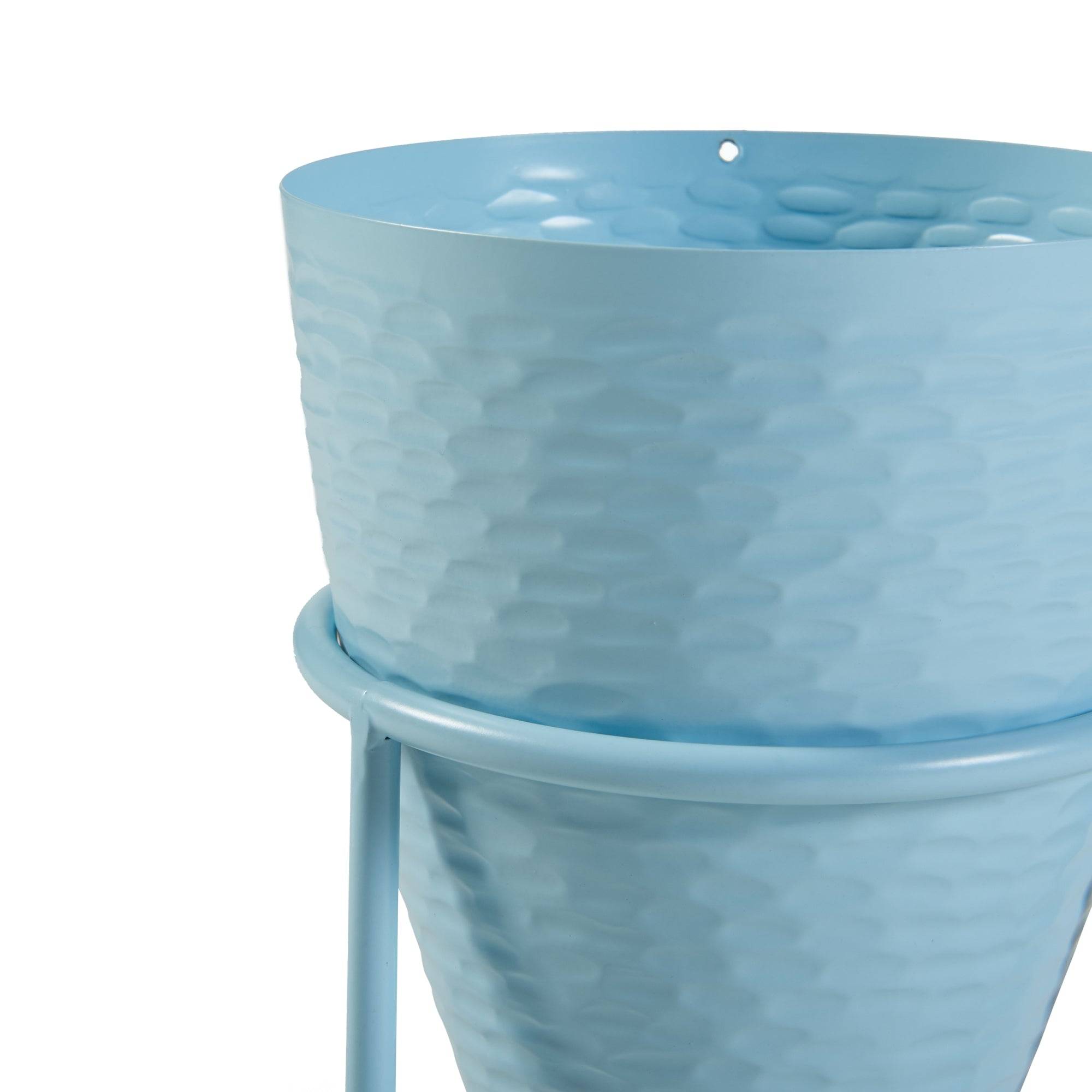Porte-plantes style intemportel support 41 x 16 cm bleu clair - Image 3