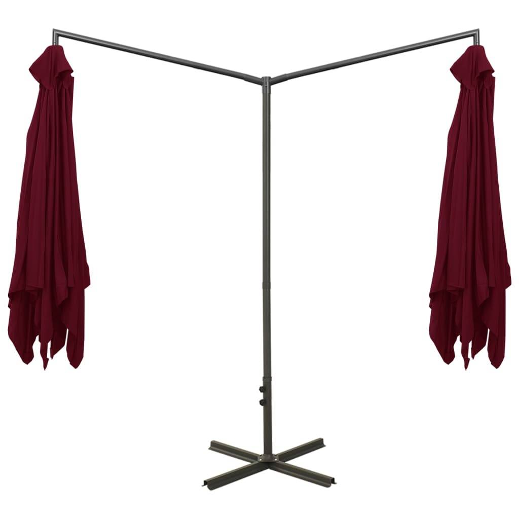 Helloshop26 - Parasol double avec mât en acier rouge bordeaux 600 x 300 cm - Imagen 3