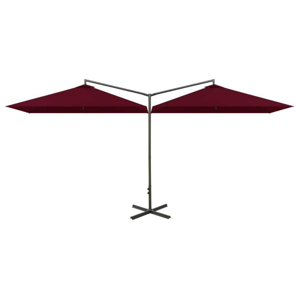 Helloshop26 - Parasol double avec mât en acier rouge bordeaux 600 x 300 cm - Imagen 1