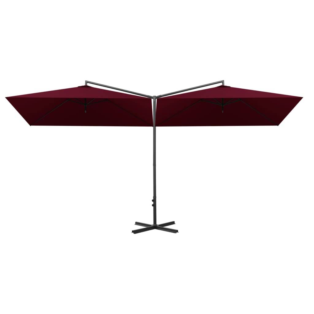 Helloshop26 - Parasol double avec mât en acier rouge bordeaux 600 x 300 cm - Imagen 2