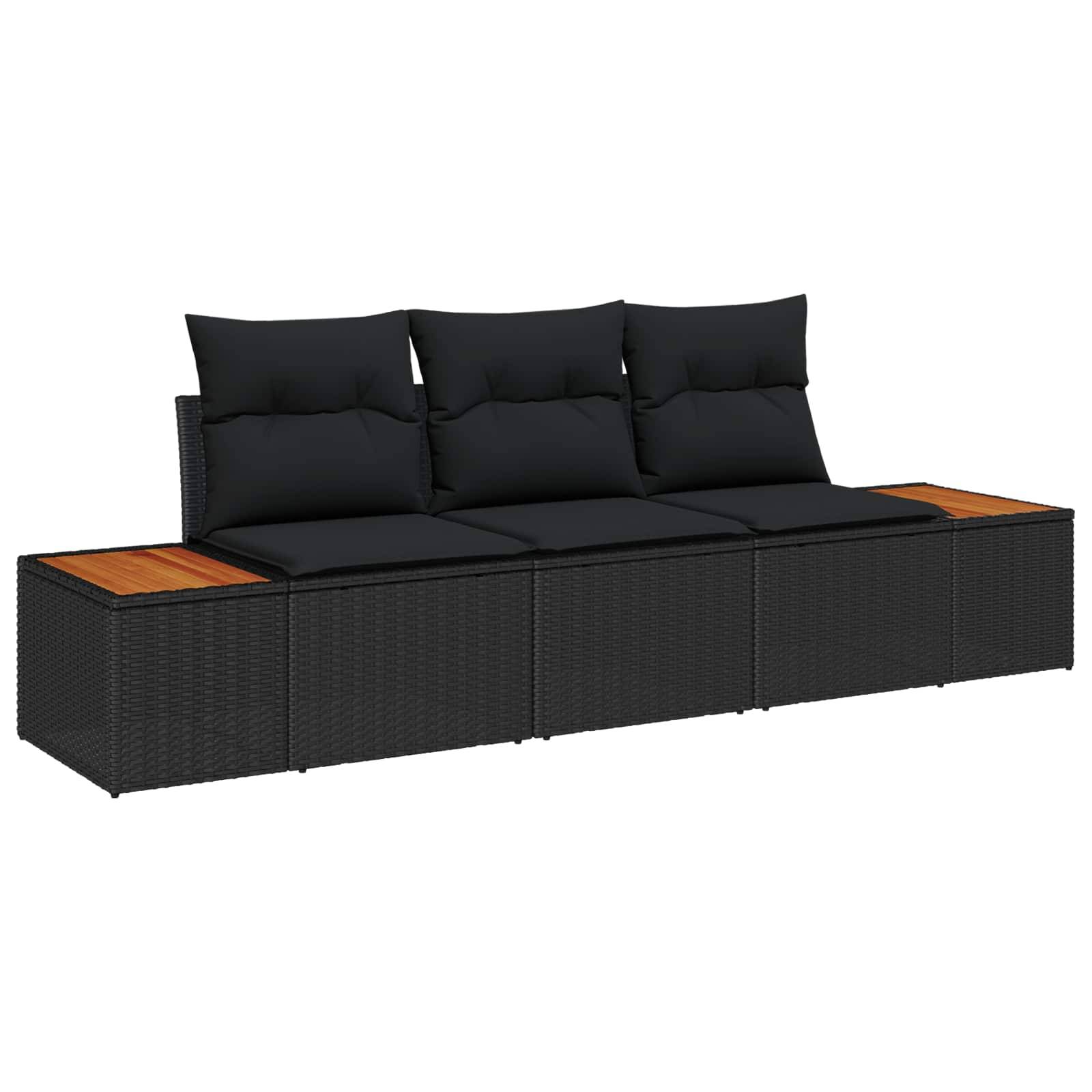 Canapé Modulable de Jardin en Résine Tressée, Sac de Rangement Imperméable pour Petit Espace Extérieur, Noir – ComfortXL Outdoor Living - Image 1