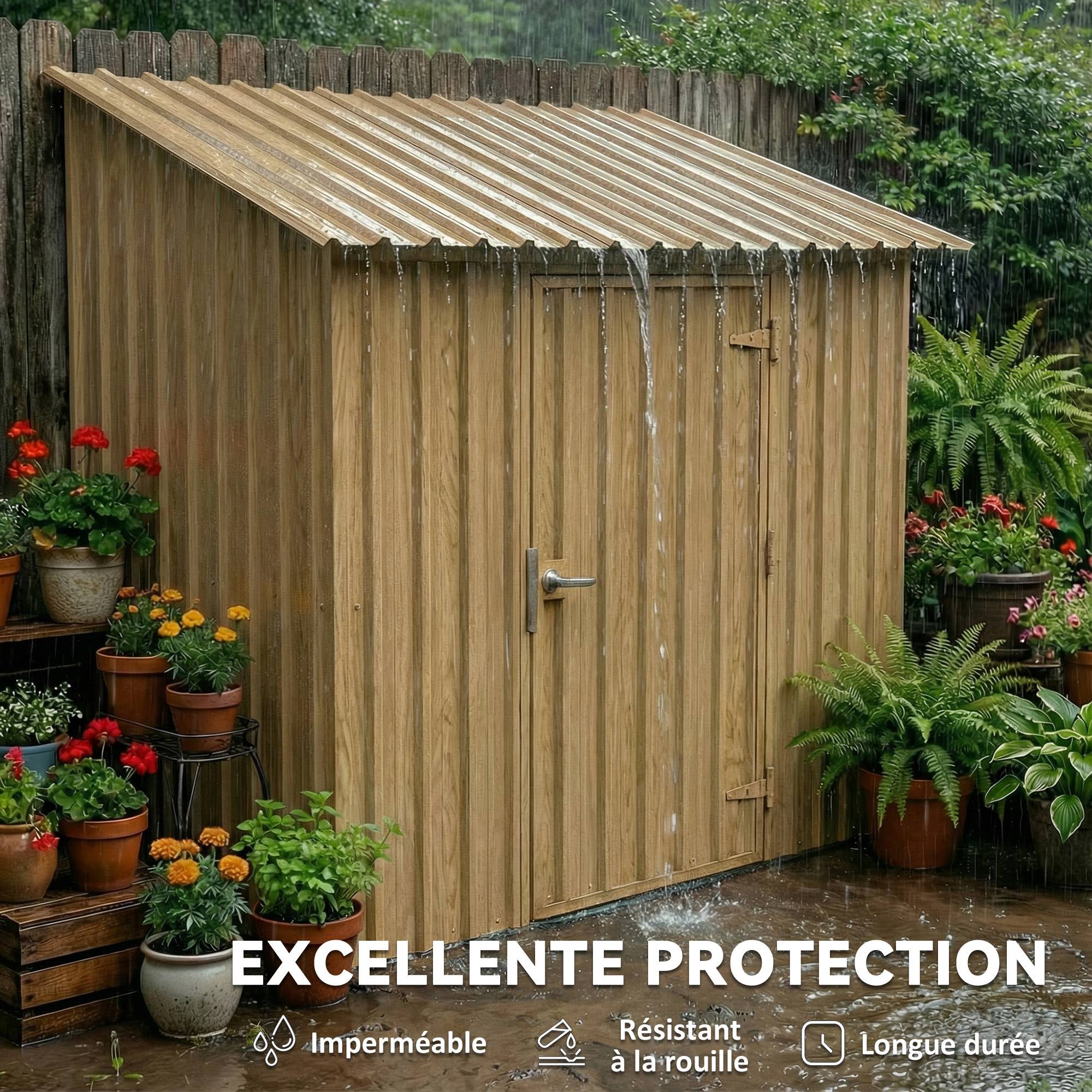 ComfortXL - Lot de 12 tôles de bardage et toiture en acier galvanisé aspect bois naturel 129 x 45 cm pour abri et garage - Image 6