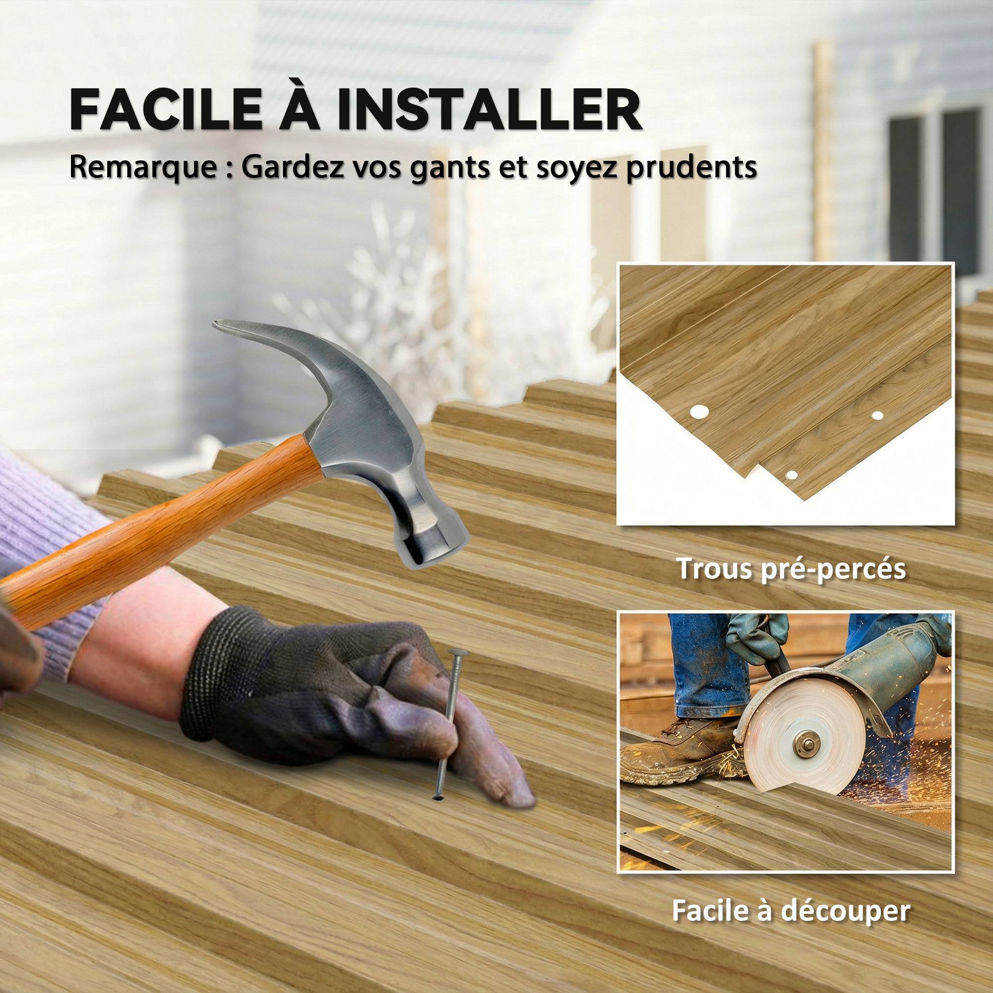 ComfortXL - Lot de 12 tôles de bardage et toiture en acier galvanisé aspect bois naturel 129 x 45 cm pour abri et garage - Image 5
